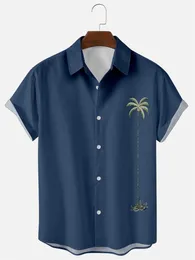 Anpassade tees Polos Blue Coconut Tree Border Border Trend of European and American Foreign Trade 3D Digital Printing