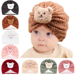 M662 New Autumn Winter Infant Baby Kids Hat Cute Bear Candy Color Coler Children Skull Beanies Boys Boys Girls Velvet Warm Hats15色