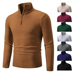 Herrtröjor kvart-zip tröja jumper pullover långärmad tröjor mode fasta löst löst tjockare