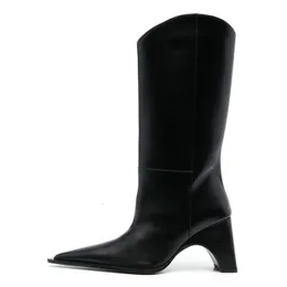 Boots 2023 Fashion Shaped Heel Knee High Women s Elegant Party Black Autumn Winter Long Big Size 34 43 Girls Shoes 230925