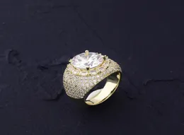 Micro Paved Iced Out Cubic Zircon Gold Silver Color Diamond Ring Hip Hop Jewelry For Men Women Gifts6299361