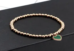 Double Side Color Heart Charm Stretch Strand Bangles Women Jewelry Stainless Steel Ball Love Beaded Bracelets K00513743235