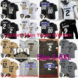 Custom S-6XL NCAA 2023 New Legend Football Colorado Buffaloes 2 Shedeur Sanders Jersey Stitch Pac 12 Travis Hunter Jerseys Unveiled 1924-2023 100th Anniversary Patch