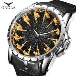 ONOLA brand unique quartz watch man luxury rose gold leather cool gift for man watch fashion casual waterproof Relogio Masculino 22742