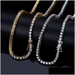 Tennis Graduated 3 5Mm Iced Out Necklaces Aaa Cubic Zirconia Copper Diamond Designer 1 Row Fashion Hip Hop Jewelry For Men Women 18K G Dhp9S