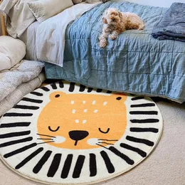 Carpets Nordic Carton Round Rug Carpets for Home Living Room Bedroom Kids Room Blanket Plush Floor Mat Decoration Salon Pile Area Rug 230923