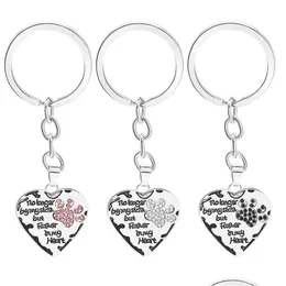 Key Rings 12 Pcs/Lot Chain No Longer By My Side But In Heart Paw Print Keychain Pet Animal Lovers Memorial Friend Ring Drop Delivery J Dhmtd