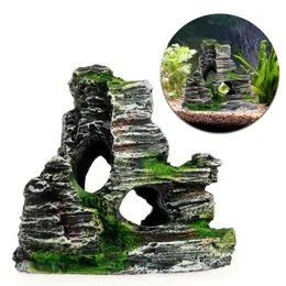 Aquariums Resin Home Aquarium Rock Cave Fish Tank Decorations Ornament Mountain Hiding Cave Aquarium Accessories 230925