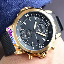 44 мм Aquatimer Family IW379503 4813 Автоматические мужские часы с черным циферблатом, корпус из розового золота, черный каучуковый ремешок, спортивные часы без Chronograp286E