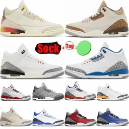 3 3S basketskor Medellin Sunset Palomino White Cement Reimagined Lucky Green Racer Blue Cardinal Red Jumpman Mens Designer Sneakers Fashion Trainers