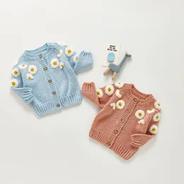 Cardigan Citgeett Autumn Winter Infant Baby Girls Boys Lovely Sweater Cardigan Long Sleeve Single Breasted Flowers Knit Jacket Clothes 230925