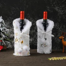 Inne imprezy imprezowe 1PC Christmas Red Wine Bottle Covers Bag Pluszowe tkaniny Wakacyjne Święto Santa Claus Dekoracje okładki szampana do domu 230923
