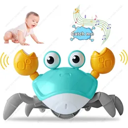 Bath Toys Crawling Crab Baby Baby Beys z muzyką LED Light Up Muzyczne zabawki dla malucha automatycznie Unikaj przeszkód interaktywnych zabawek dla dzieci 230923