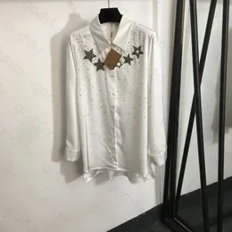 Moda yıldız sıcak matkap gömlek kadın buz ipek kumaş uzun kollu bluz klasik tasarımcı düğmesi gömlek ceketi güneş koruma ceket