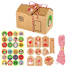 Wrap prezent 24 szt./Set dom Kraft Paper Candy Boxes Christmas Advent Party Biscuit DIY Opakowanie