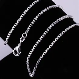 whole 100pcs 1 4mm 925 sterling silver necklace box link chains jewelry 16 18 20 22 24 26 28 30 8 sizes choose296A