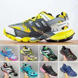 Homens Mulheres Casuais Sapatos Esportivos Moda Track 3 Sneaker Bege Reciclado Malha Nylon Sapatilhas Top Designer Casais Plataforma Corredores Treinadores Tamanho 35-45 L5