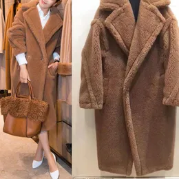 Winter Snow Cold Thick Faux Lamb Fur Overcoats Women Teddy Bear Faux fur Loose Long Jacket Maxi Long Fur Coat Outwear