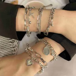 Charm Bracelets FNIO Bohemian Bracelets for Women Fashion Multilayer Beaded Chain Bracelets Set Charm Bracelet Bangles Jewelry Punk Q230925