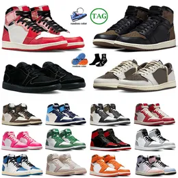 Jumpman 1 Dark Mocha OG Basketballschuhe 1s Low Travis Blue Fierce Pink White Cement Spider-Verse Found High Golf 1961 Bred Patent Sneakers Sports