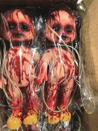 2pcs Halloween Creepy Dolls 10 inch Bloody Haunted Doll Scary Hanging  Zombie Baby Boy Girl With Rope Halloween Scary Horror Decoration Haunted  House