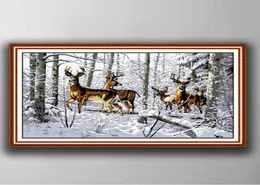 Antelopes in the snow Handmade Cross Stitch Craft Tools Embroidery Needlework sets counted print on canvas DMC 14CT 11CT7869032