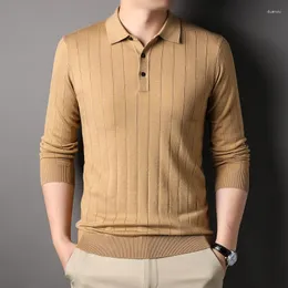 Polo męskie do 4xl Lop-up długotropiwowej koszuli polo wełniane wełniane wełniane oddychające SWEATER BIZNES BIZNES SWEATER MĘŻCZYZNA SIDE