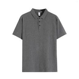 Polos męski 260G waga ciężka bawełniana koszulka T-shirt Summer Modna krótki rękaw Solidny kolor koszulki Polo Men Men Classal Loose Codzienne podstawowe topy Tee