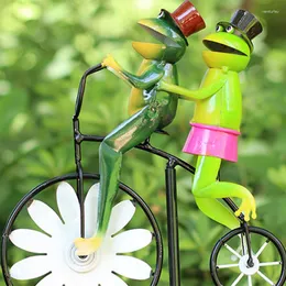 Garden Decorations Animal Windmill Statues Yard Lawn Patio Decoration Wind Spinners Metal Funny Frog Riding Vintage Bicycle Sculptures