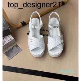 New 23ss Europe the United States fashion brand diamond leather wedge sandals women's waterproof platform increase the open womens high heels