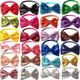 Hundkläder 50/100st Pet Bow Tie Festival Supplies Sequin Puppy Middle Large Grooming Accessories Products