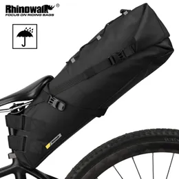 パニエバッグRhinowalkバイクサドルバッグ防水MTBロード自転車13L大容量サイクリングフォルーベテールリアトランクアクセサリー230925