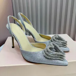 Mach Women Slingbacks High Heel Wedding Shoes with equin decoration water diamond away buckle fashion sling roping toe rop in standals mass standals most