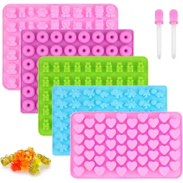 Other Event Party Supplies Bear Chocolate Mold Heart Dinosaur Star Shell Silicone Candy with Dropper DIY Cute Ice Cube Tray QQ Fondant 230923