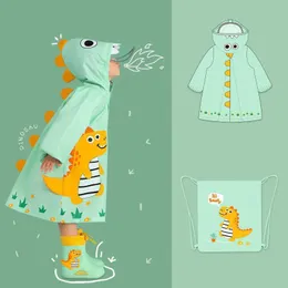 레인웨어 레인 코트 어린이 방수 1-10 년 소년 소녀 비인 재킷 만화 베이비 레인 코트 의상 공룡 귀여운 레인웨어 아기 옷 230925
