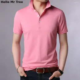 Men's Polos Pure Color Polo-Shirt Men Summer Business Casual Tops Skin-Friendly Breathable Comfortable Short Sleeve T-Shirts