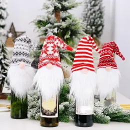 Yeni Noel dekorasyonları şarap kapağı şarap şişesi dekorasyon örgü şapka orman yaşlı adam şarap seti meçhul bebek 925