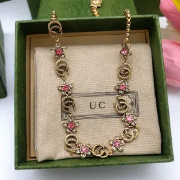Designer designers halsband klassiska rosa blommor halsband pendelle smycken armband par party semester gåva