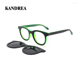 Sunglasses Frames KANDREA Round Glasses Frame Women Men Vintage Clip On Magnet Polarized Custom Myopia Prescription T1935