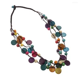 Pendant Necklaces 2 Pcs Coconut Shell Necklace Retro Bohemia Style Jewelry Gift Colorful Beaded Women Ethnic