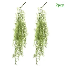 Dekorativa blommor Bröllopsdekoration Fake Vine Office Plant Plastic 2sts Artificial Hanging Decor Floral Garland Ivy Green Outdoor