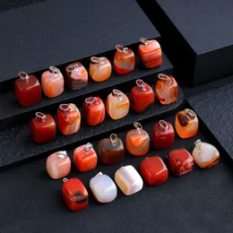 irregular Cubic Natural Stone red agate Charms Chakra Mini Pendants for Jewelry Making