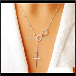 Pendants Jewelry Women Infinity Cross Lucky Number Eight Pendant Necklaces Choker Statement Bib Chain Necklace Lz924 Edi244e