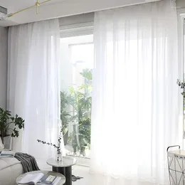 Cortina 2 Pcs INS Styles Cortinas Transparentes Brancas Cortinas Voile Janela Tule Triagem Sólida Casa Decoratuoin Casamento