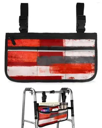 Storage Bags Oil Painting Abstract Geometric Red Wheelchair Bag With Pockets Armrest Side Electric Scooter Walking Frame Pouch