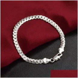 Chain 5Mm Mens Bracelets 925 Sterling Sier Plated Flat Designs Fashion Jewelry For Women Birthday Festival Party Christmas Gifts Drop Dhvya