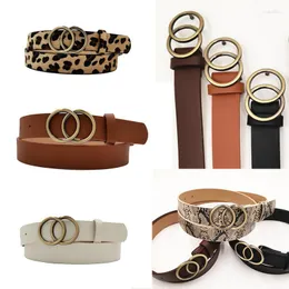 Belts Belts Women Fashion Big Double Ring Circle Metal Buckle Belt Wild Waistband Ladies Wide Leather Straps For Leisure Dress Jeans DRY5