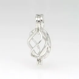925 Silver ed Cage Locket Sterling Silver Pearl Crystal Gem Bead Cage Pendant Mounting for DIY Fashion Jewellery Charms2453