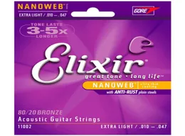 3 sets lot Elixir 11002 Nanoweb ultra thin coating Acoustic guitar strings Extra Light 010047 elixir strings7514000
