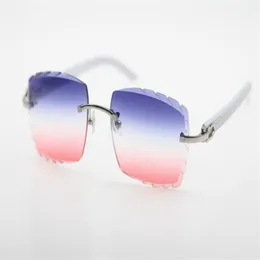 Rimless diamond Cut 3524012-A White Plank Sunglasses Fashion High Quality Multi Metal Glasses Unisex gold frame Eyewear303G